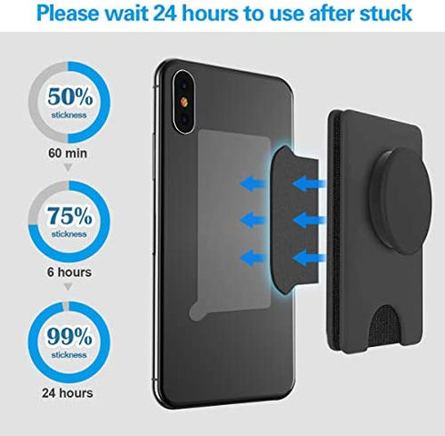 Sticky Adhesive Replacement for Socket Wallet+ Base, pop-tech 6pcs 3M VHB Strong Sticker Pads for Cell Phone Wallet Plus Case Back Stand, Double Sided Tape for iPhone 13 14, Samsung & All Smartphone